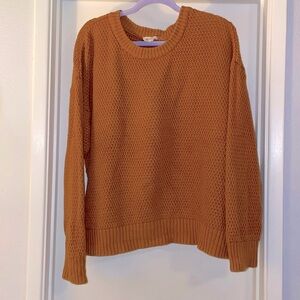 Pact XL camel honeycomb knit crew sweater